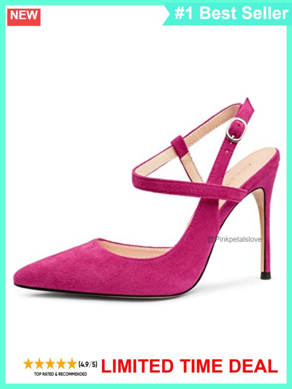 Women Ankle Strap Slingback Pointed Toe Stiletto Heel Party Pumps